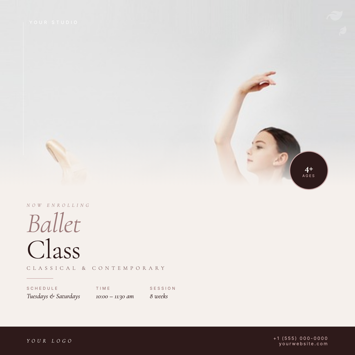 A square, Instagram-ready flyer built for boutique dance studios running enrollment campaigns.