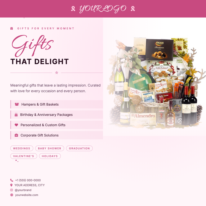 A warm blush-to-cream layout built for boutique gift shops and artisan retailers.