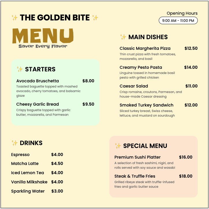 🍴 Restaurant Menu Design