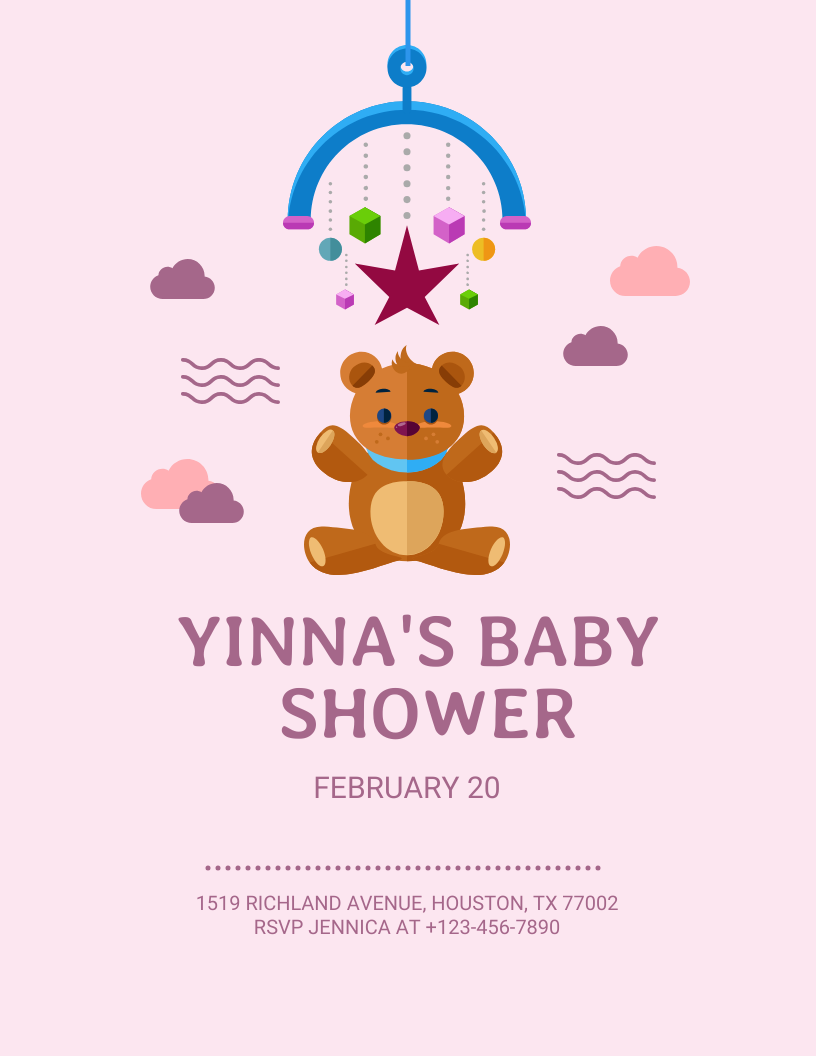 Adorable baby flyer templates featuring nursery themes, gift registry info, and playful illustrations for gender reveals and showers.
