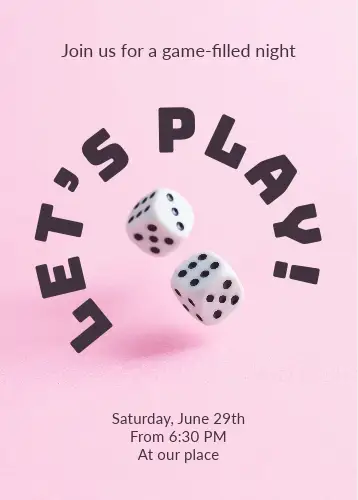 Playful entertainment templates featuring board game close-ups and dice rolls to promote trivia nights and gaming cafes.