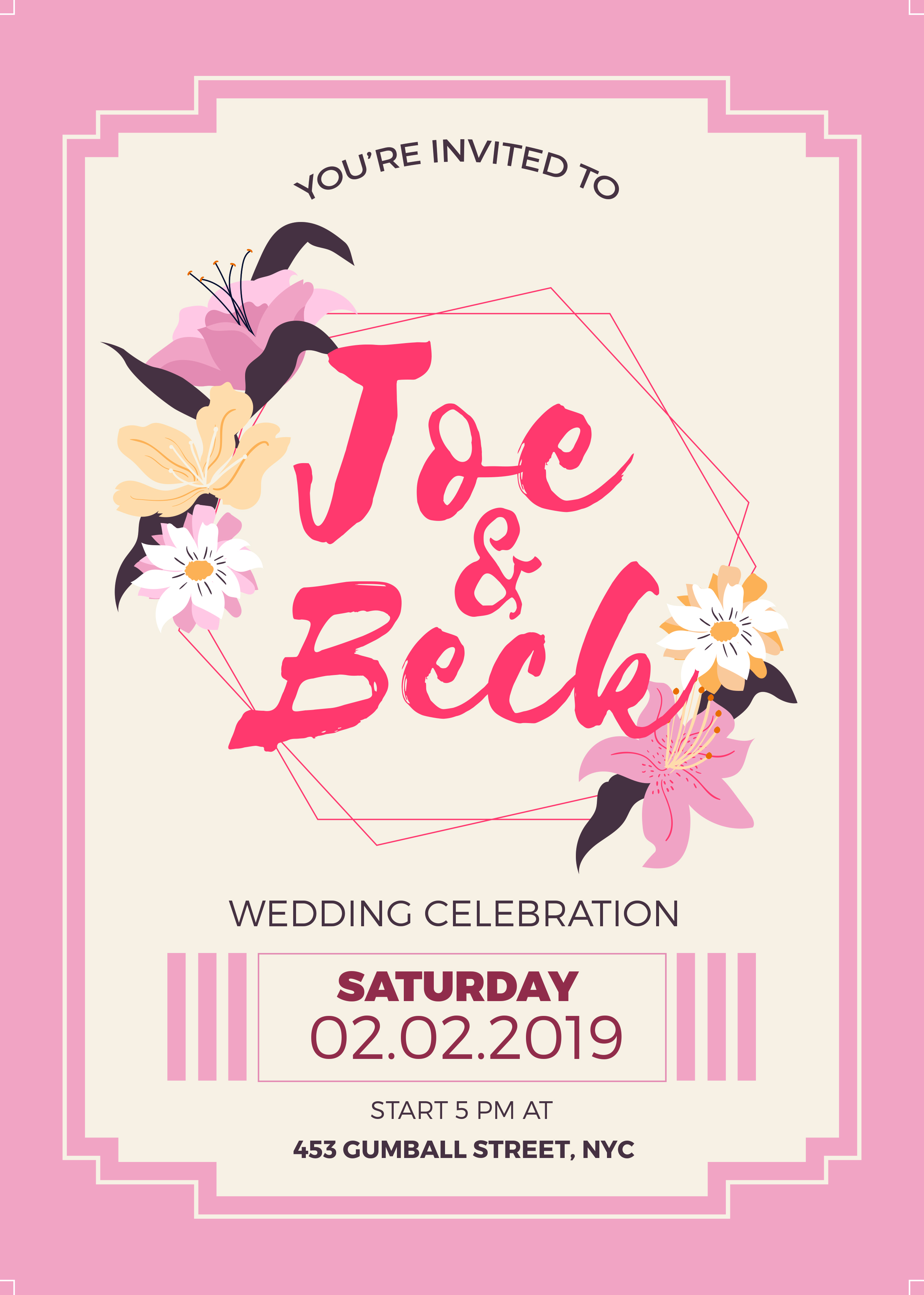 Elegant wedding flyer templates featuring romantic typography, floral motifs, and premium paper textures for save-the-dates, invitations, and RSVP cards.
